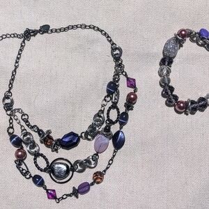 Lia Sophia Purple and Silver Beaded Necklace